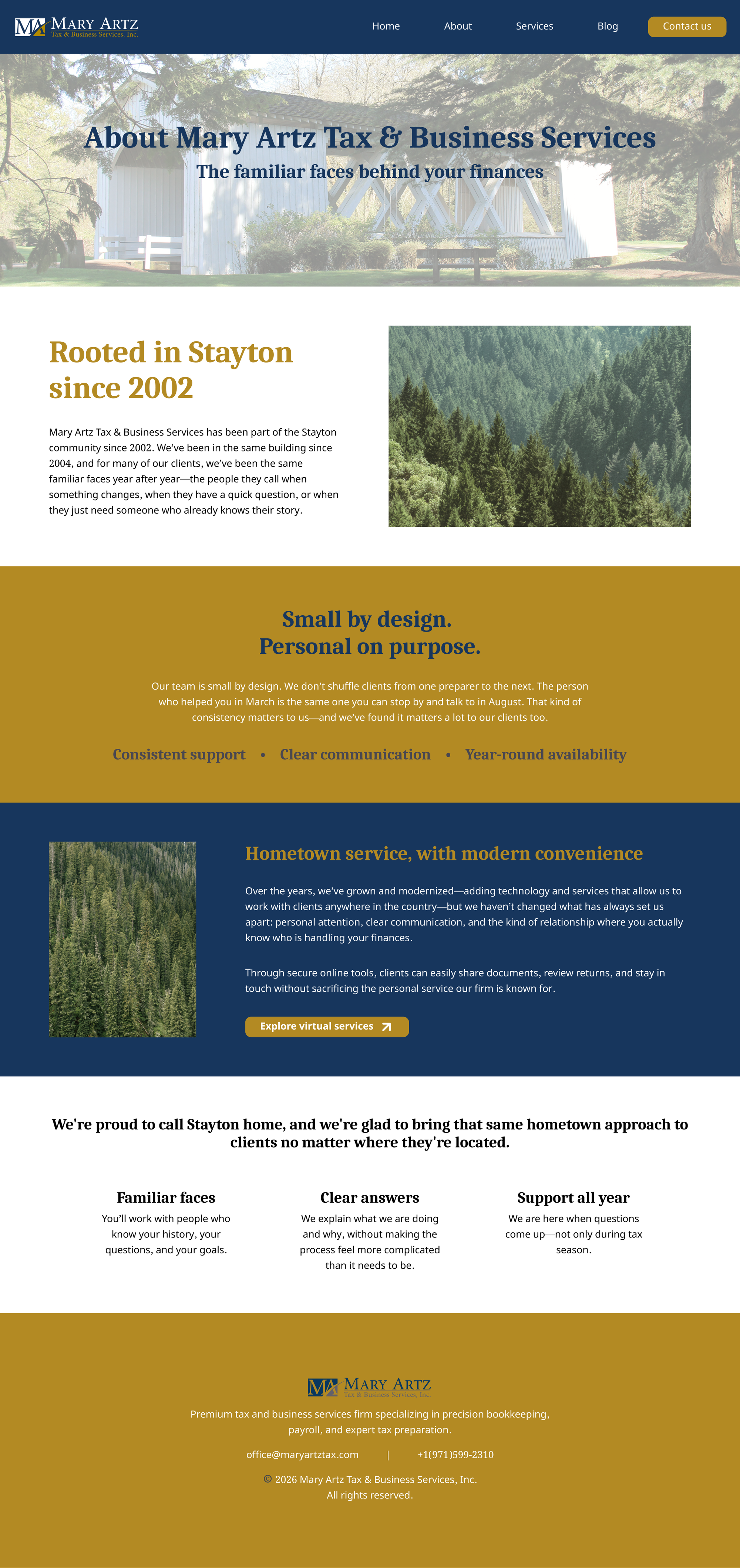 Mary Artz Tax website about page